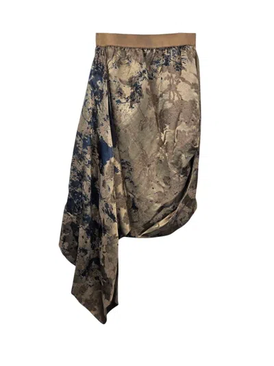 Uma Wang Linen Viscose Asymmetric Skirt In Multi
