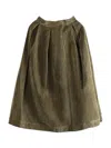 Uma Wang Pleated Corduroy Midi A-line Skirt
