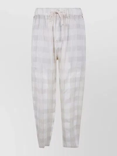Uma Wang Gorlitz Checkered Trousers Back Pockets Detail In White
