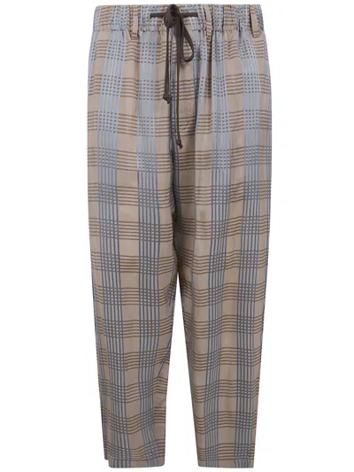 Uma Wang Plaid Drawstring Trousers In Multi