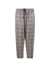 Uma Wang Plaid Drawstring Trousers In Blue