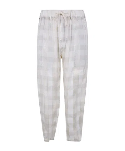 Uma Wang Gorlitz Checkered Trousers Back Pockets Detail In White