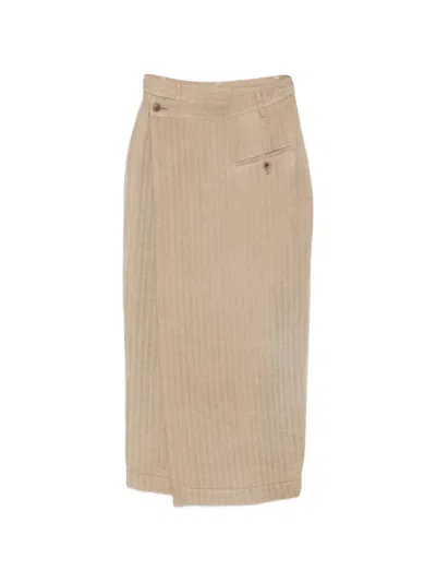 Uma Wang Grace Midi Skirt In Brown