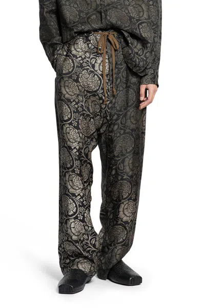 Uma Wang Graphic Polkadot Jacquard Drawstring Pants In Brown