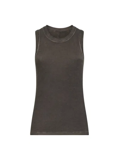Uma Wang Grey Brown Washed Ribbed Jersey Ti Top In Gray