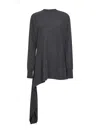 Uma Wang Grey Cashmere Knit Asymmetric Sweater In Gray
