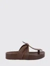 Uma Wang Flat Slide Sandals Open Square Toe Strap In Brown