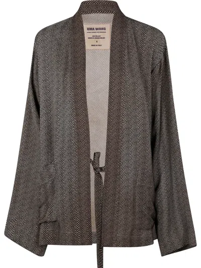 Uma Wang Herringbone Jacket In Brown