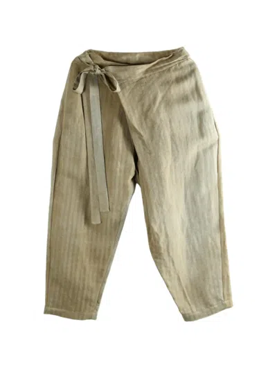 Uma Wang Herringbone-pattern Wrap-style Trousers In Brown