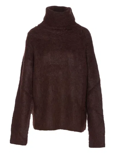 Uma Wang High-neck Alpaca-blend Sweater In Brown
