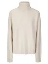 Uma Wang High Neck Cashmere Sweater With Frayed Edges In Multi