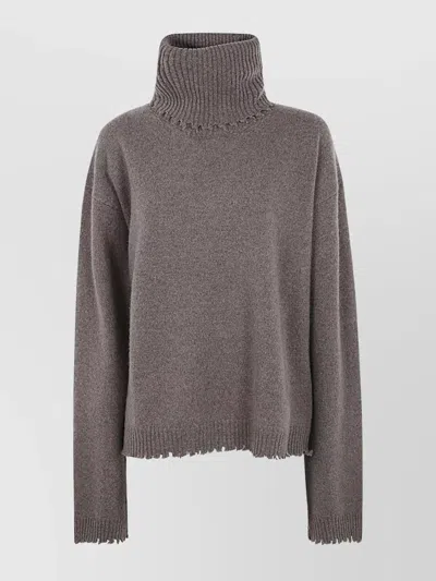 Uma Wang High Neck Knit Top In Gray