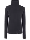 Uma Wang "plain Ws" High Neck Rib Top Clothing In Black