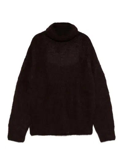 UMA WANG HIGH NECK SWEATER BROWN