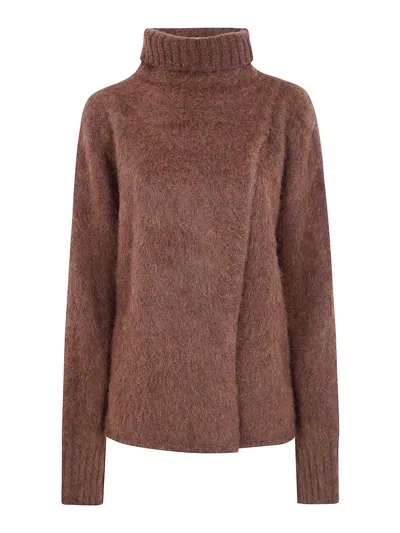 Uma Wang High Neck Top In Brown