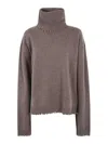 Uma Wang Destroyed Details Turtleneck Sweater In Brown