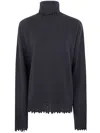Uma Wang Distressed-effect Roll-neck Knit In Black