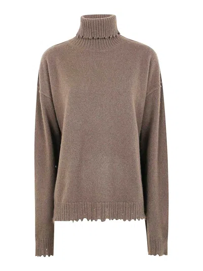 Uma Wang High Neck Top Sweater In Brown