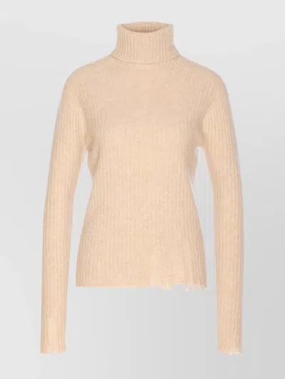 UMA WANG HIGH NECK TURTLENECK KNITWEAR WITH DISTRESSED RIBBED TEXTURE