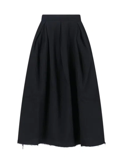 UMA WANG HIGH-WAIST BLACK SKIRT WITH PLEATED FLARE