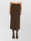Uma Wang High Waist Midi Skirt Front Slit In Brown