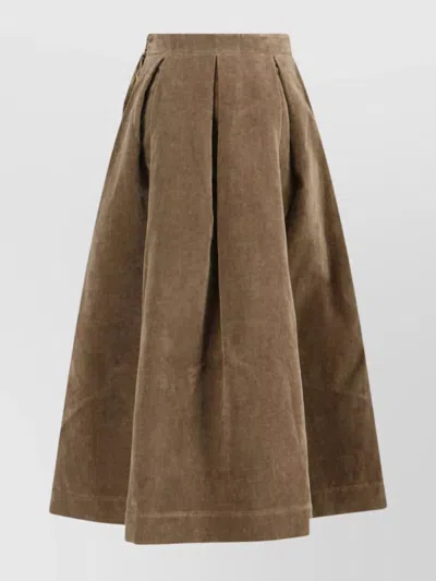UMA WANG HIGH WAIST PLEATED MIDI SKIRT WITH SIDE POCKETS