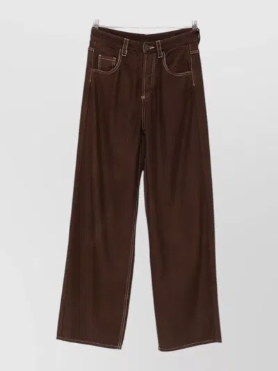 Uma Wang High-rise Wide-leg Wool-blend Trousers In Brown