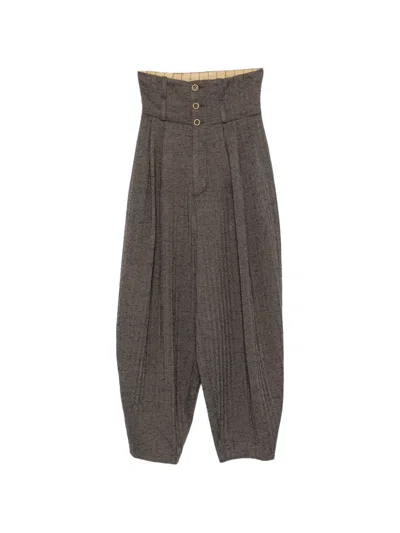 Uma Wang High-waisted Pleated Trousers In Gray