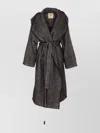 Uma Wang Hooded Coat With Belted Waist And Pockets In Multi