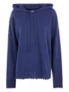 Uma Wang Hooded Scalloped-hem Sweater In Blue