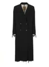 Uma Wang Long Double-breasted Wool Blend Coat In Black