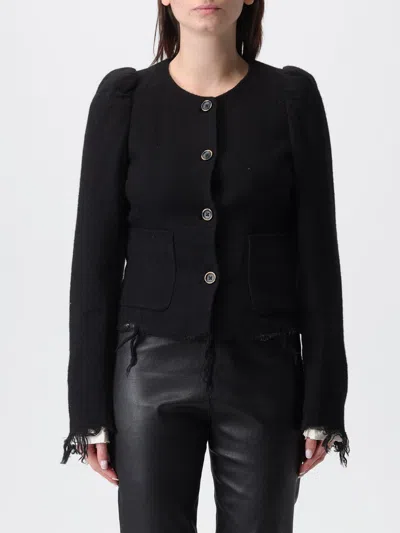 Uma Wang Distressed Frayed Hem Jacket With Front Pockets In Black