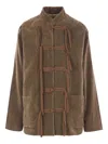 Uma Wang Toggle-fastening Velvet Jacket In Brown