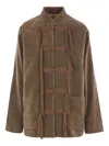 Uma Wang Toggle-fastening Velvet Jacket In Brown