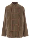 Uma Wang Toggle-fastening Velvet Jacket In Brown