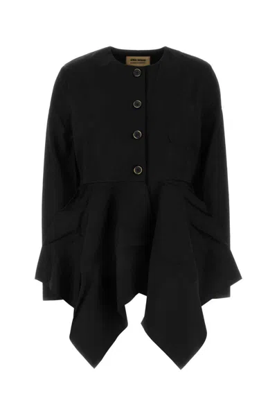 Uma Wang Omens Black Koney Asymmetric-hem Cotton-blend Jacket