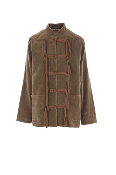 Uma Wang Jacket With Frogs In Brown