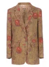 Uma Wang Floral Pattern Blazer Long Sleeves In Green