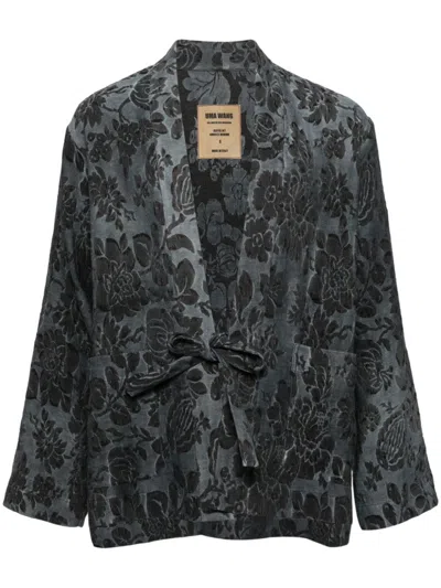 Uma Wang Jacquard Jacket In Uw380 Steel Blue