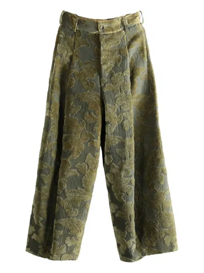 Uma Wang Jacquard Palazzo Trousers In Green