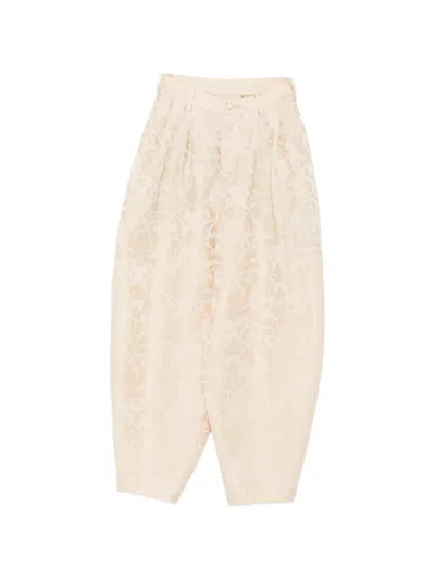 Uma Wang Jacquard Pleated Trousers In Brown