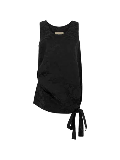 Uma Wang Jacquard-pattern Draped Top In Black