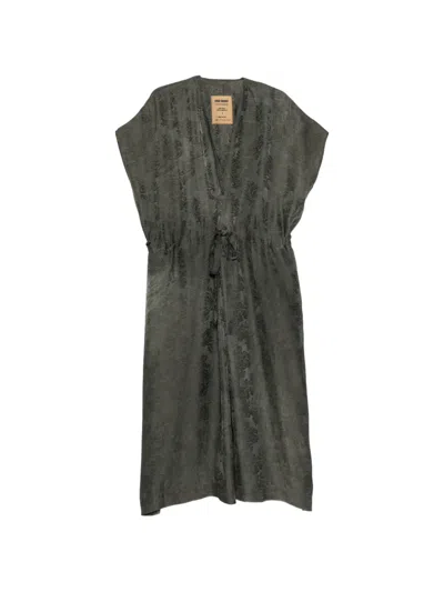 Uma Wang Jacquard-woven Drawstring-waist Dress In Gray