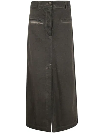 Uma Wang Jane Cotton Midi Skirt In Brown