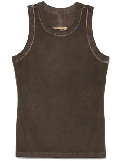 Uma Wang Jersey Rib Tank Top In Brown