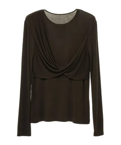 Uma Wang Jersey Top With Twisted Detail In Brown