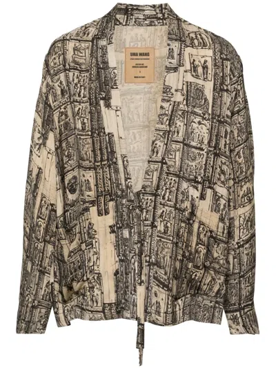 Uma Wang Jester Abstract-pattern Jacket In Neutrals
