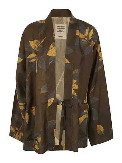Uma Wang Jester Motif-print Kimono Jacket In Brown
