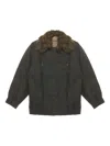 Uma Wang Juel Faux-fur Collar Linen-wool Jacket In Black