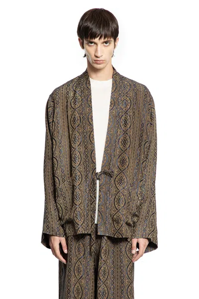 Uma Wang Juno Printed Jacket In Brown